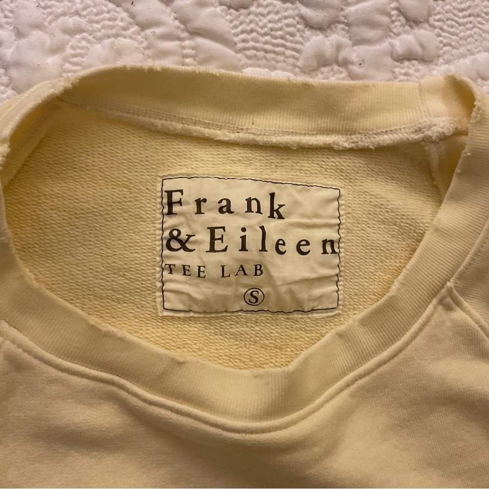 Frank & Eileen Tee Lab Asymmetric Raw Hem Sweatshirt Pale Yellow Small
